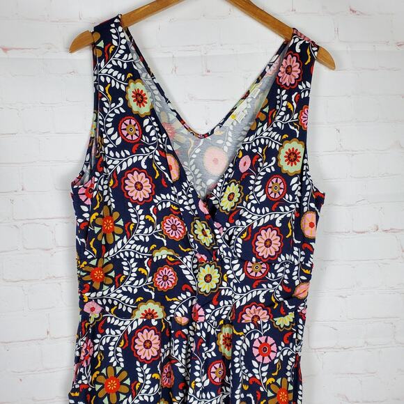 Boden Effie V-Neck Jersey Dress US Sz 16-18 Blue Multi Floral Pockets Sleeveless - Picture 4 of 12